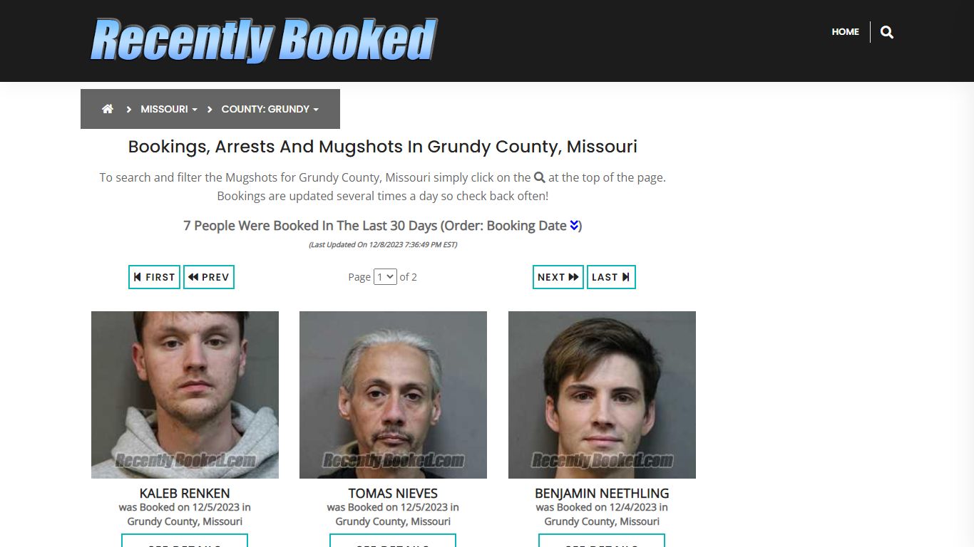 Recent bookings, Arrests, Mugshots in Grundy County, Missouri